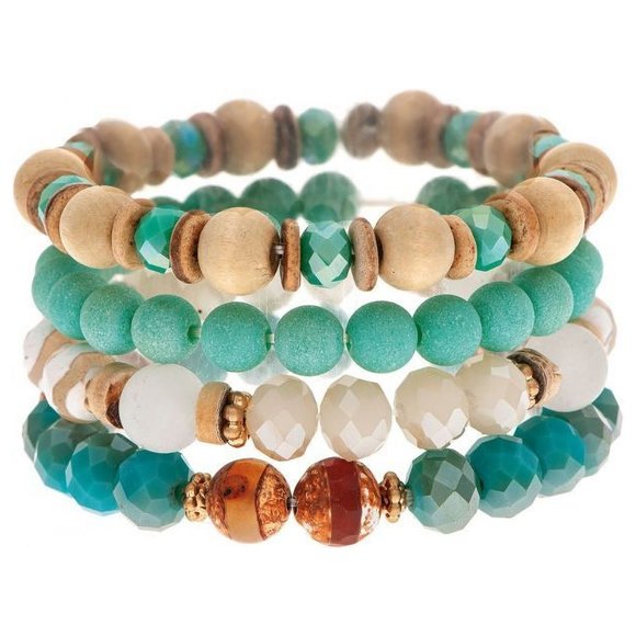 Boutique Jewelry - Stack Stretch Beaded Bracelets Set of Four